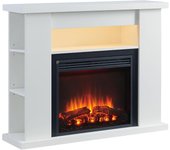Balderia chimenea eléctrica de pie william | efecto llama 3d, calefacción 2000w, luz led | mando a distancia, temporizador, termostato | blanco
