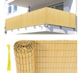 Canisse pvc para el jardín, valla oculta, balcón o terraza doble cara, valla cortaviento para balcón, bambú 140 x 700cm