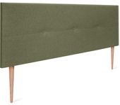 Dhome cabecero de lino natural con botones 150x105cm con patas camas 150 - verde