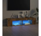 Mueble de tv | mueble de salón | mesa de tv con luces led roble ahumado 135x39x30 cm cfw42370