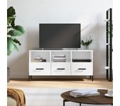 Mueble de tv | mueble de salón | mesa de tv madera contrachapada blanco brillo 102x36x50 cm cfw44720