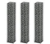 Juego de cestas para gaviones 3 piezas alambre galvanizado 25 x 25 x 150 cm