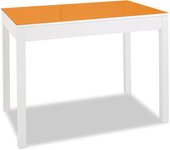 Mesa de cocina fija - alto 92 cm - estructura color blanca - tapa cristal color naranja