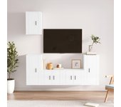Set de 5 piezas muebles de tv | mueble de salón | mesa de tv madera contrachapada blanco brillo cfw73260