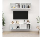 2 piezas muebles de tv de pared | muebles de salón tv | conjunto salón madera ingeniería blanco cfw97308