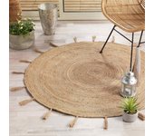 Tienda eurasia - alfombra redonda yute 100% fibra natural, plata, ø 120 cm