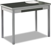 Mesa de cocina extensible 2 alas - 90x50 cm (140x50 cm) - estructura y alas color aluminio - tapa cristal color grafito