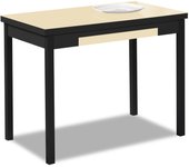 Mesa de cocina extensible 2 alas - 90x50 cm (140x50 cm) - estructura y alas color negra - tapa cristal color beig