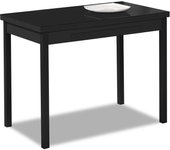 Mesa de cocina extensible 2 alas - 90x50 cm (140x50 cm) - estructura y alas color negra - tapa cristal color negra
