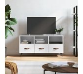 Mueble de tv | mueble de salón | mesa de tv madera contrachapada blanco brillo 102x36x50 cm cfw28273