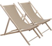 Set de 2 hamacas de madera de haya plegable sin brazos estructura sin barniz lona color piedra scalpers