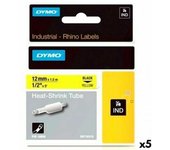 Kit tubo termoretráctil rhino dymo id1-12 amarillo negro 12 x 1,5 mm (5 unidades)