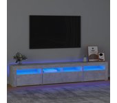 Mueble de tv | mueble de salón | mesa de tv con luces led gris hormigón 210x35x40 cm cfw58748