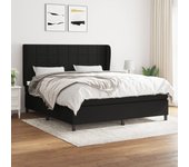 Cama con somier y colchón negro 180x200 cm tela