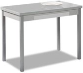 Mesa de cocina extensible 2 alas - 110x70 cm (170x70 cm) - estructura y alas color aluminio - tapa cristal color gris