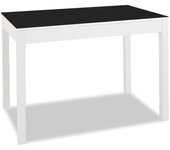 Mesa de cocina extensible 2 alas - 100x60 cm (150x60 cm) - estructura y alas color blanca - tapa cristal color negra