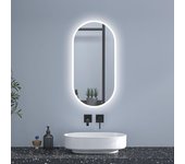 Espejo de baño led 450 x 900 mm, ovalado, antivaho, luminosidad regulable