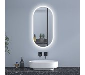 Espejo de baño led 500 x 1000 mm, ovalado, antivaho, luminosidad regulable