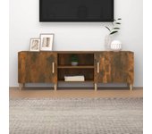 Mueble de tv | mueble de salón | mesa de tv madera contrachapada roble ahumado 150x30x30 cm cfw78891