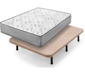Colchón viscoelástico diamond fresh + base tapizada beige con 6 patas de 25 cm | medidas: 135x180 cm