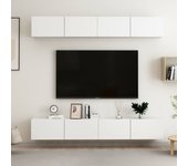 4 piezas muebles de tv | mueble de salón | mesa de tv madera de ingeniería blanco 100x30x30 cm cfw27168