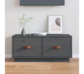 Mueble de tv | mueble de salón | mesa de tv de madera maciza de pino gris 80x34x35 cm cfw72617