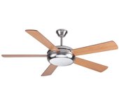 Ventilador de techo con luz moderno conte con aspas reversibles en níquel o madera 2xe27 ø132cm