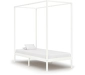 Estructura de cama con dosel blanco madera maciza de pino 100 x 200 cm