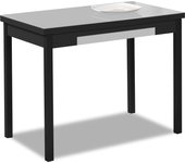 Mesa de cocina extensible 2 alas - 110x70 cm (170x70 cm) - estructura y alas color negra - tapa cristal color gris