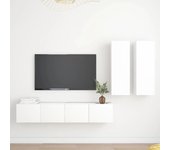Set de 4 piezas muebles de tv | muebles de salón tv | conjunto salón madera de ingeniería blanco cfw46693