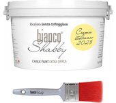Pintura a la tiza crema italiana (2023) para muebles y paredes - pintura shabby chic vintage ultra mate (1 litro) + pincel profesional (40 mm)