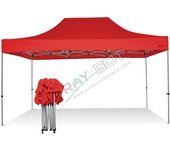 Carpa plegable 3x4,5 rojo sin telones laterales. acero 40 mm. tejido recubierto de pvc impermeable, repelente al agua de 350gm