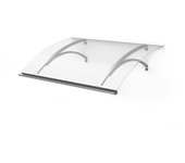 Arctom marquesina para puerta de aluminio plata olor 120x86, cubierta de acrílico transparente
