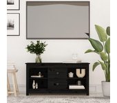 Mueble de tv | mueble de salón | mesa de tv de madera maciza de pino negro 103x36,5x52 cm cfw14101