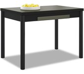Mesa de cocina extensible 2 alas - 100x60 cm (150x60 cm) - estructura y alas color negra - tapa cristal color grafito