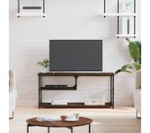 Mueble de tv | mueble de salón | mesa de tv contrachapada y acero marrón roble 103x38x46,5 cm cfw56907