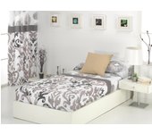 Camatex - edredón estampado ajustable al colchón con elásticos en la parte inferior. modelo jade beige. grosor 250 gr/m2 -cama de 120 (180x260)