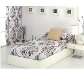 Camatex - edredón estampado ajustable al colchón con elásticos en la parte inferior. modelo selma beige. grosor 250 gr/m2 -cama de 120 (180x260)