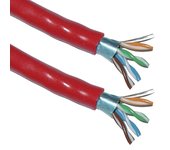 Bobina cable ftp de categoría 5e 24awg cca de material rígido de color rojo de 100m
