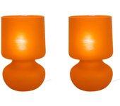 Lámpara de noche tosel katia lt2 vidrio champiñón satén, naranja d14 x h24 cm