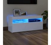 Mueble de tv | mueble de salón | mesa de tv con luces led blanco 90x35x40 cm cfw83056
