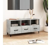 Mueble de tv | mueble de salón | mesa de tv madera contrachapada gris hormigón 102x35x50 cm cfw94737