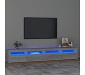 Mueble de tv | mueble de salón | mesa de tv con luces led gris sonoma 240x35x40 cm cfw39939