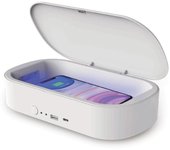Muvit esterilizador para móviles con carga inalámbrica rápida y puerto de carga usb + tipo c blanco