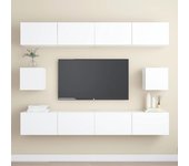 Set de 6 piezas muebles de tv | muebles de salón tv | conjunto salón madera de ingeniería blanco cfw91436