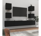 Set de 6 piezas muebles para tv | mueble de salón | mesa de tv madera contrachapada negro cfw67200