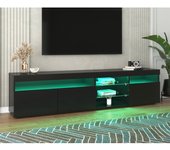 Mueble de tv moderno en negro, panel luminoso, 180*35*45cm