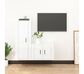 Set de 2 piezas muebles de tv | mueble de salón | mesa de tv madera contrachapada blanco brillo cfw15227
