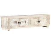 Mueble tv blanco 140x30x35 cm madera maciza de mango