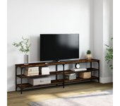 Mueble tv | mueble de salón | mesa de tv metal y madera contrachapada roble humo 180x30x50cm cfw62880